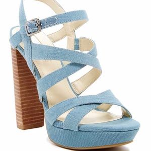 BCBG Strappy "Morgan" Blue Platform Heels Sz 8